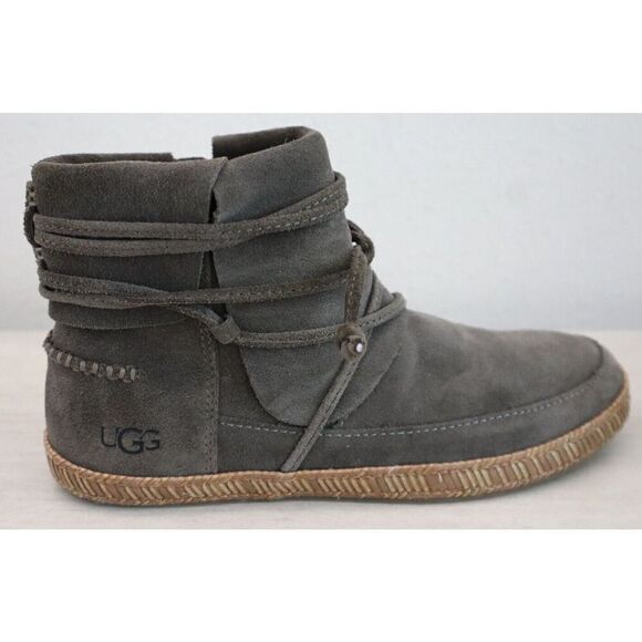 UGG 1019129 Woman’s Sz 5.5 Slate Soft Suede Reid Moccasin Booties - Picture 6 of 15